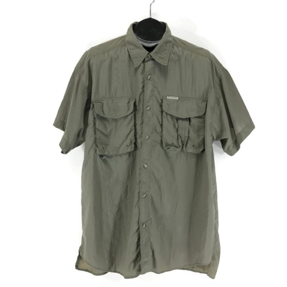 Columbia Short Sleeve Button Up Shirt Men's XL Lightweight Nylon Outdoor Fishing